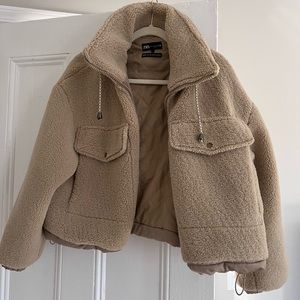 Zara cropped teddy jacket